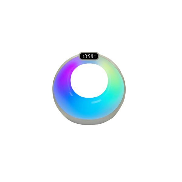 Table Lamp Alarm Clock Sunrise Wakeup Bedside Wireless Bluetooth Speaker 4-in-1 Night Light Multifunction Home Decor