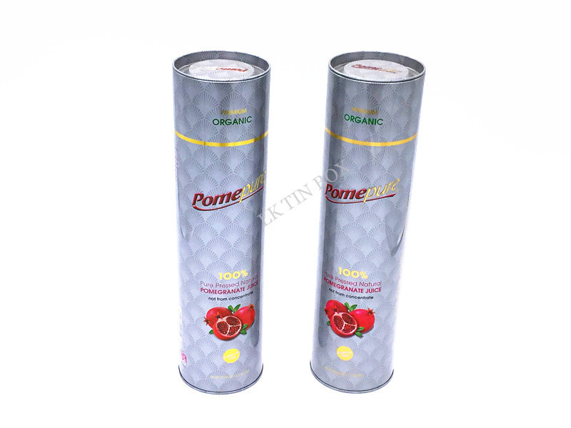 Round Metal Printed Wine Tin Box With Embossing For Juice Beer bottle packaging