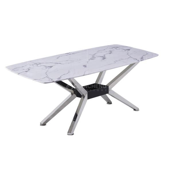 Mesa de jantar de aço inoxidável superior de mármore 78inchx40inchx30inch da mobília da casa