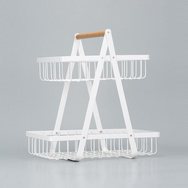 Sustainable Fruit Bowl Bread Basket Kitchen Metal Wire Storage Rack 2 Tier