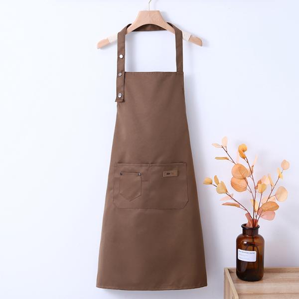Gender-Neutral Canvas Cotton Apron with Custom LOGO Waterproof Kitchen Bib Work Apron