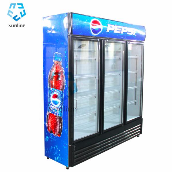 Three Door Beverage Showcase Commercial Upright Cooler Energy Drink Refrigerator