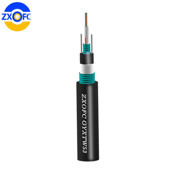 4 Core Direct Burial Fiber Optic Cable , GYXTW53 Double Armored Fiber Optic Cable