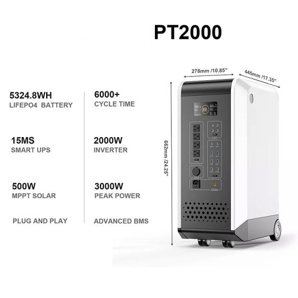 Banco amigável portátil do poder 2000w de Eco da central elétrica PT2000