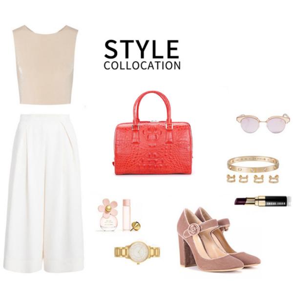 New zipper large capacity women's crocodile leather handbag for lady