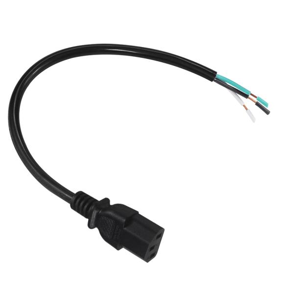 Câble d'alimentation IEC C13 vers fils dénudés - Cordon d'alimentation CA avec fil nu à extrémité ouverte pour serveur, PDU, distribution d'alimentation, 10A 250V