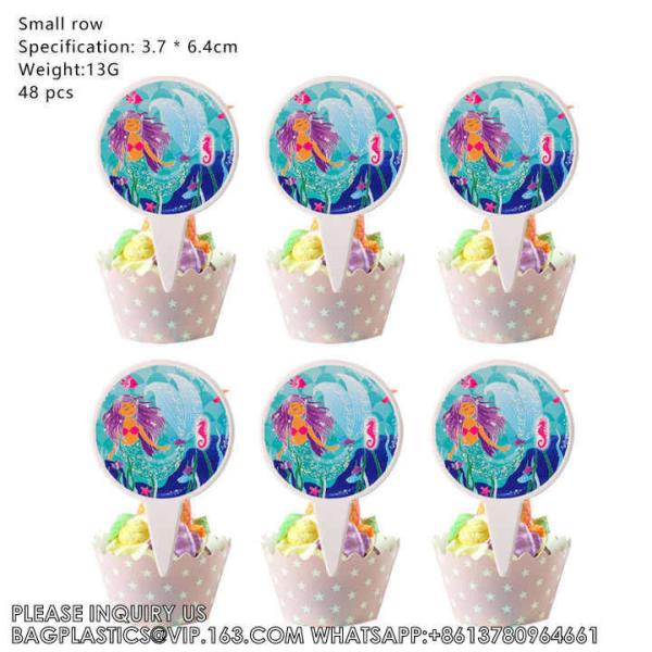 Party Supplies Set Mermaid Series Tableware Banner Mask Decoration Cake Topper Gift Bag Kids Paper Toy Birthday