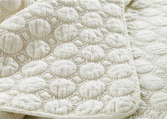 100% Cotton Circle Embroidered Full Size Quilt Sets 3 Pcs With Logo Customized