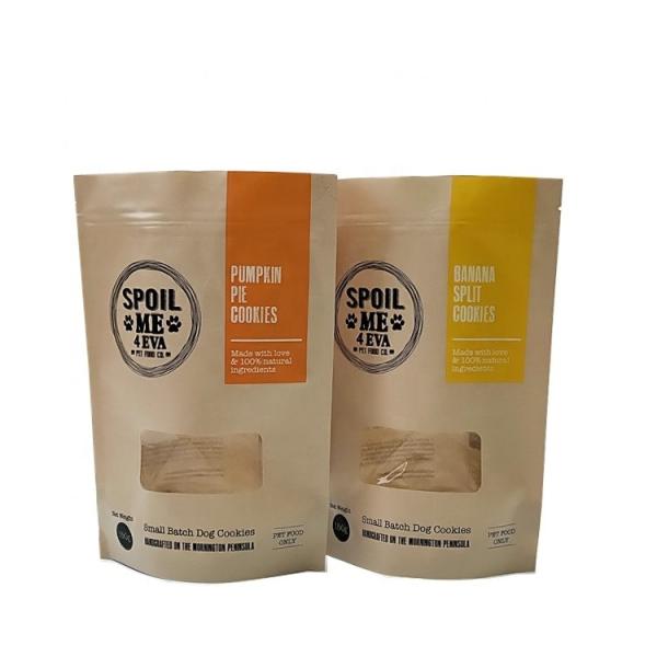 China supplier kraft paper zipper stand up pouch dog treats snack pet food package cookies bags
