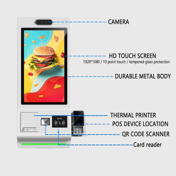 21.5/23.8/32 Inch Floor Standing Self Ordering Kiosk with SDK Android/Windows OS Touch Screen Payment Kiosk for Supermarket