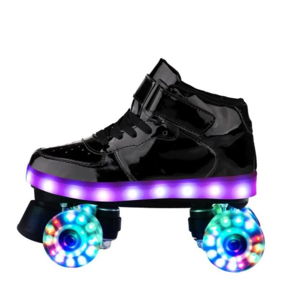 Double Row 4 Wheel Roller Skates Patines Led Rechargeable 7 Colorful Luminous