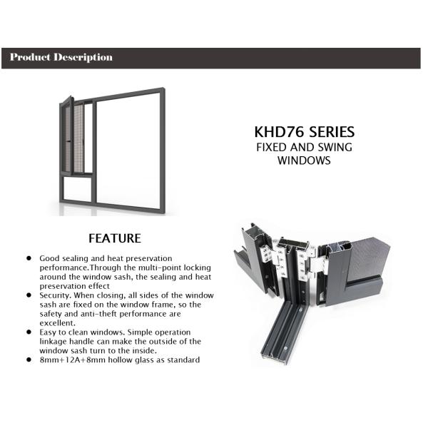 Double Glazed Aluminum Swing Tilt And Turn Window Deep Grey Frame With Mesh