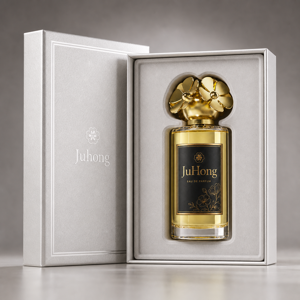 Gold Plated Flower Shape Zamac Perfume Cap with Customizable Design for Fragrance Bottles