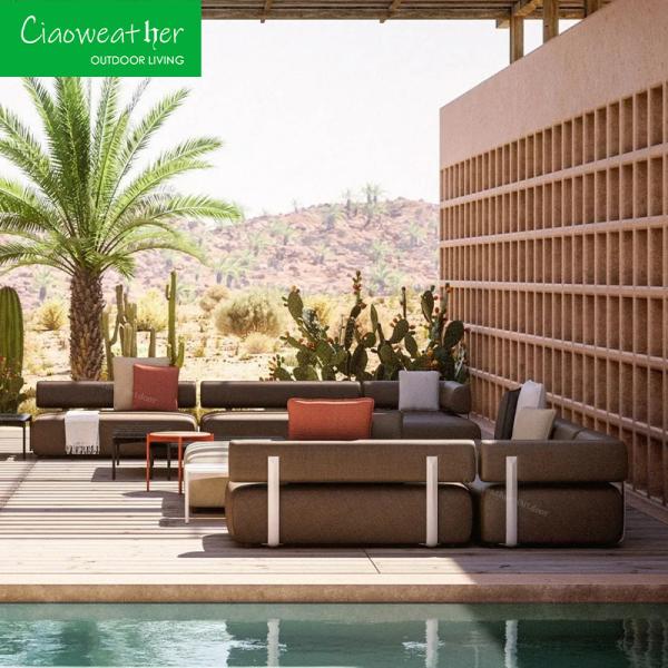 Modern Luxury Hotel Poolside Garden Aluminum Frame Waterproof Outdoor Lounge Fabric for Villa Living Room