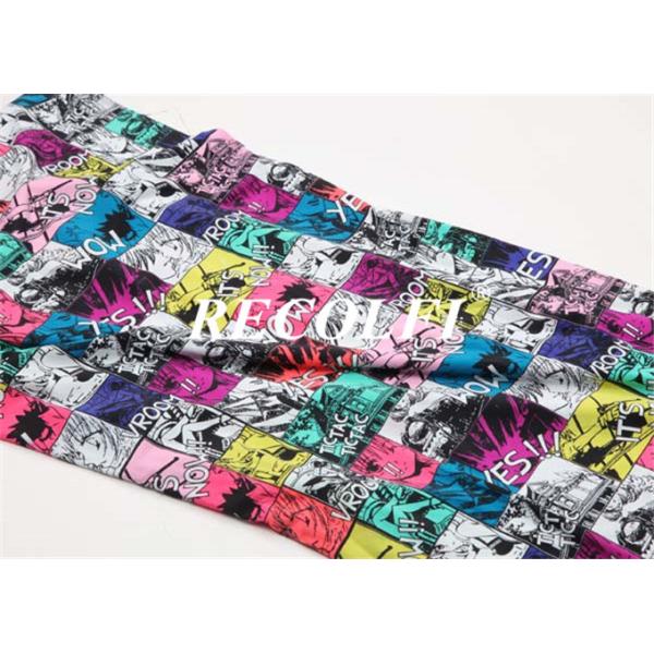 Comic Printing Activewear Made From Recycled Plastic Polyester Stretch Fabric