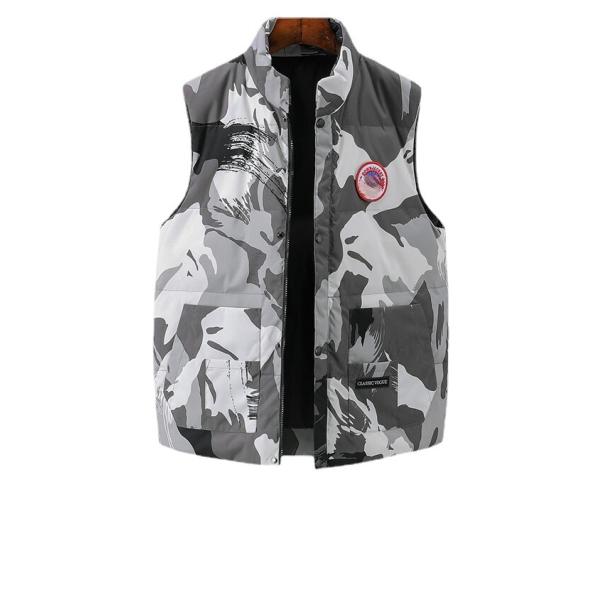 Printed White Duck Down Bodywarmer Regular Length Outdoor Men's Down Tactical Vest