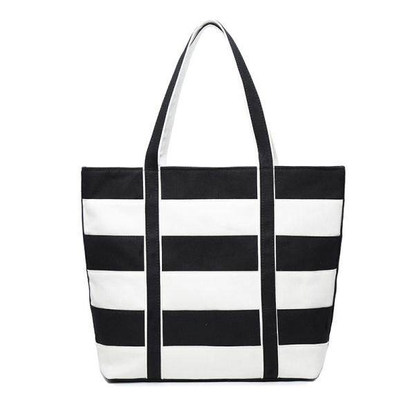Womens Printed Stripes Casual Large Canvas Bags , Shoulder Tote Bags