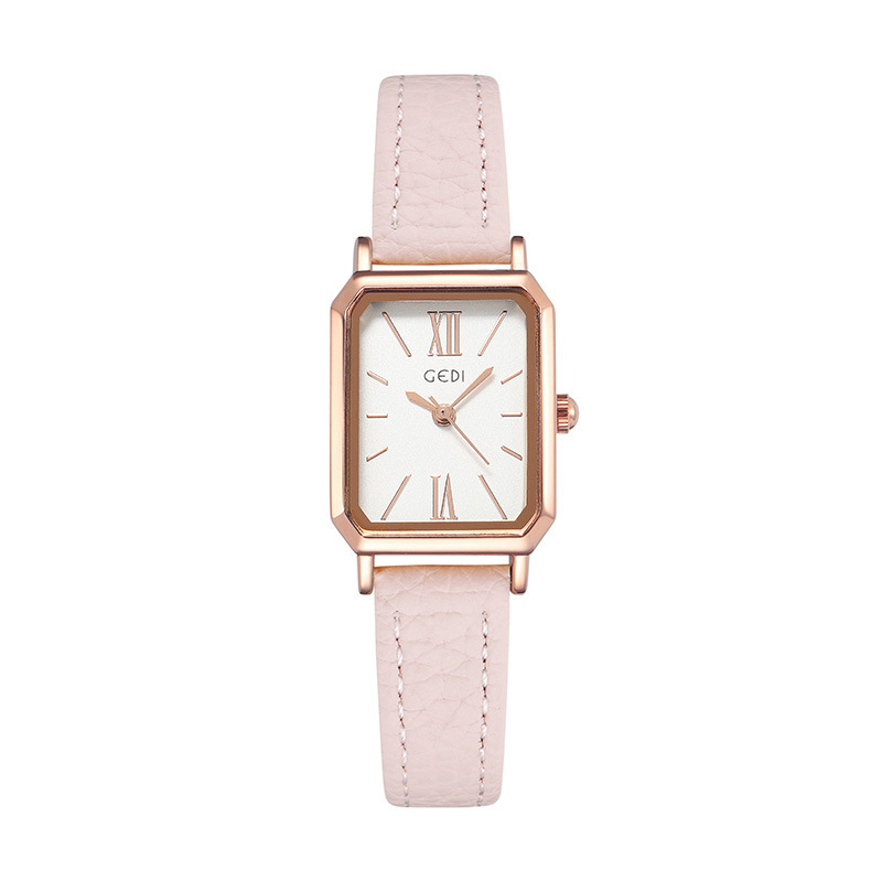 Minimalist Square Dial Leather Strap Watch for Women Business Quartz Dress Wristwatch