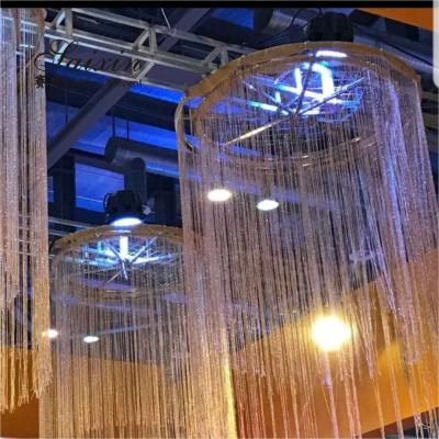 Elegante Decoração de Tecto de Casamento Cores de champanhe Tecido Corda Cortina Tecto Cortina