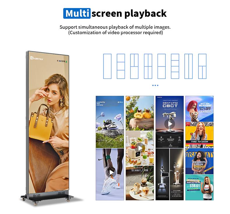 Foldable LED Poster P2.5 GOB Poster LED Screen Hd Display Stand Totem Double-sided Free Standing Led Poster Screen for Shopping Mall