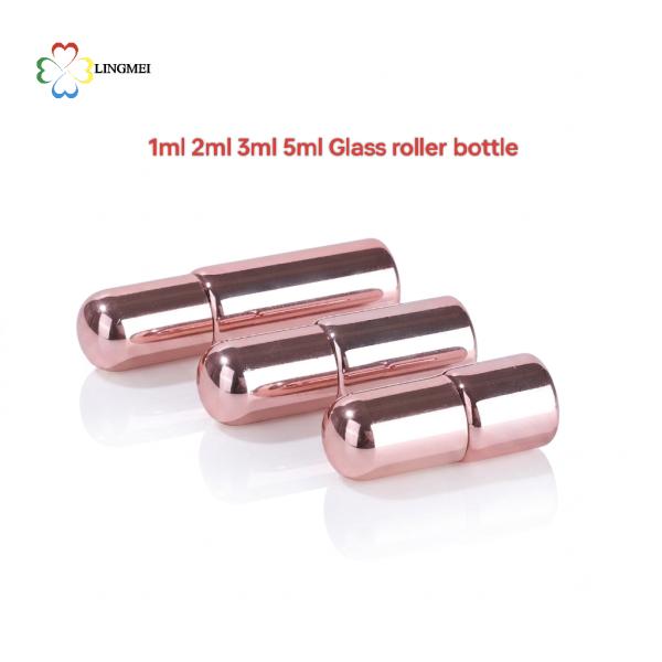 Premium UV Electroplated Rose Gold Glass Roller Bottles | 1ml 2ml 3ml 5ml Mini Essential Oil & Perfume Vial for Travel
