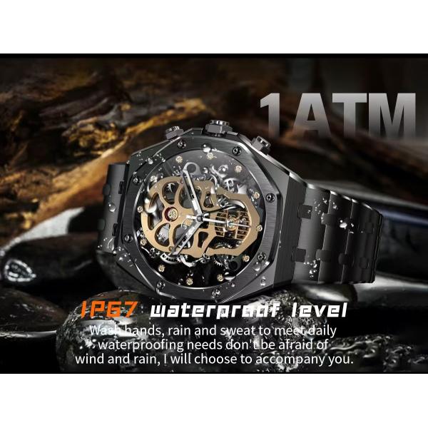 Reloj inteligente de acero inoxidable de oro AK68 de 1,43 pulgadas Smartwatch de monitoreo de salud con pantalla de amortiguador