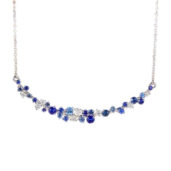 Corrente Sapphire Cluster Necklace 0.22ct Diamond Flower Cluster Pendant das meninas 40cm