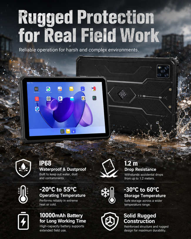 Fully Rugged Tablet 10.1 Inch Supports Equipment Surveys and Connected Mobile Workflows