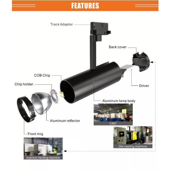 Adjustable Linear Magnetic Track 18wled Track Lights with 6000K Color Temperature CCT