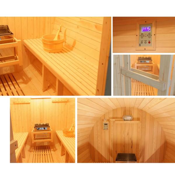 2022 Popular Traditional 3-4 Person Barrel Sauna Room With Heater Chamber Outdoor Use Pretty Sauna Harvia Sauna For Family Canadian Pine