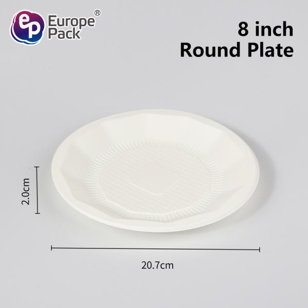 Disposable Biodegradable Corn Starch Snack Cake Plates Eco- friendly Round Trays for Parties Weddings