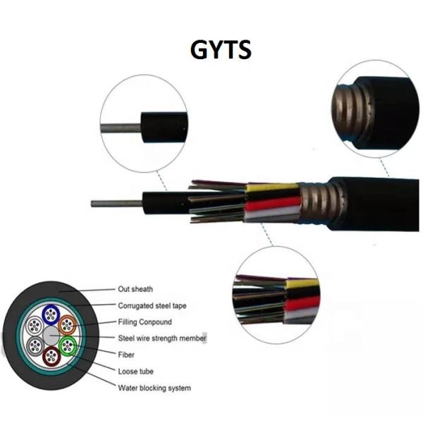GYTS with Water-blocking tape 36 72 96 Core Armored Fiber Optic Cable for connecting communication equipments