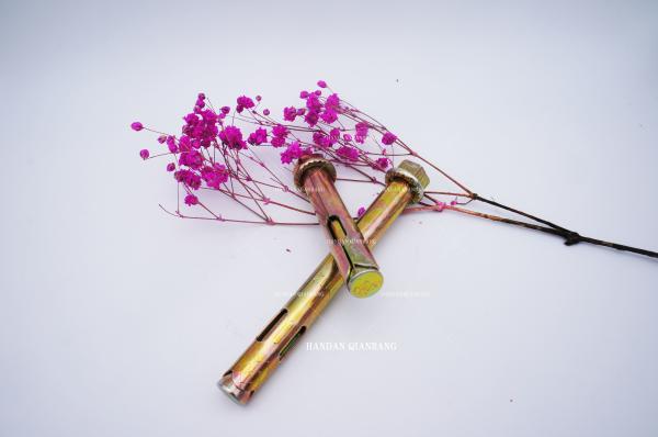 YELLOW ZINC PLATED SLEEVE ANCHOR BOLTS WITH HEX FLANGE NUT DIN BSW ANIS STANDARD