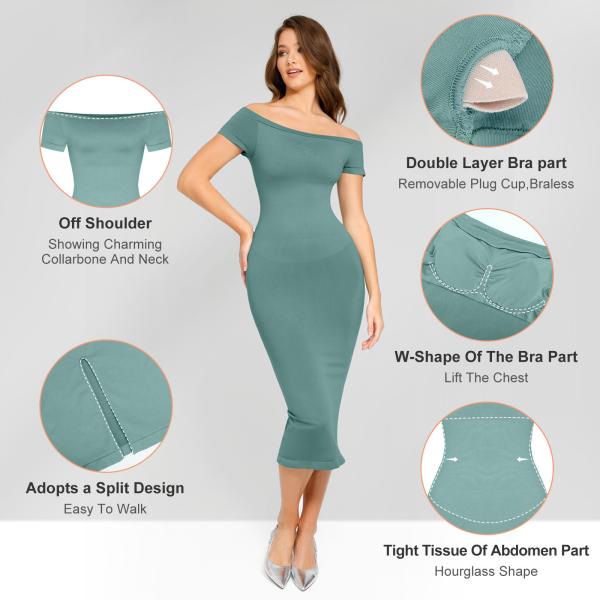2023 Design Women Seamless Shapewear Midi Bodycon Dress Body Shaper For Women Sexy