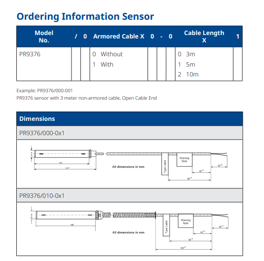 EPRO PR9376/010-001 Hall Effect Speed / Proximity Sensor