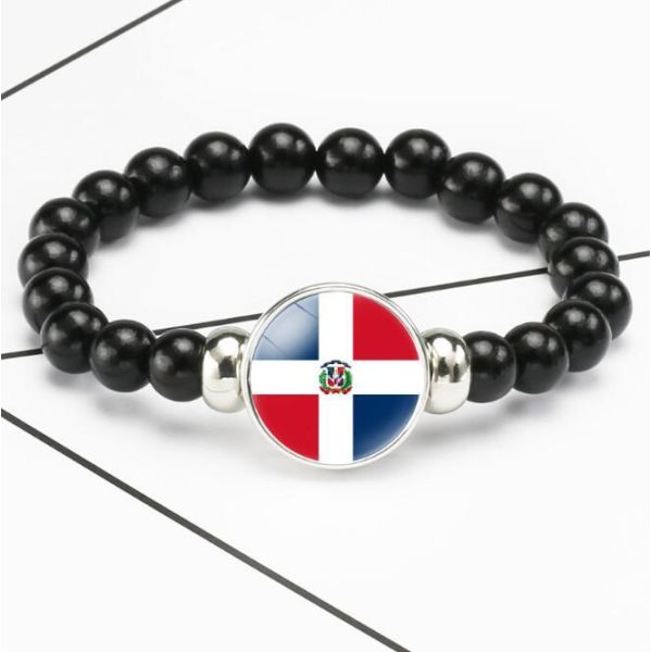 Sublimation Blank Black Stretchy Elastic Band Glass Bead Bracelet Country Flag Bracelet Palestine Lives Beaded Bracelet