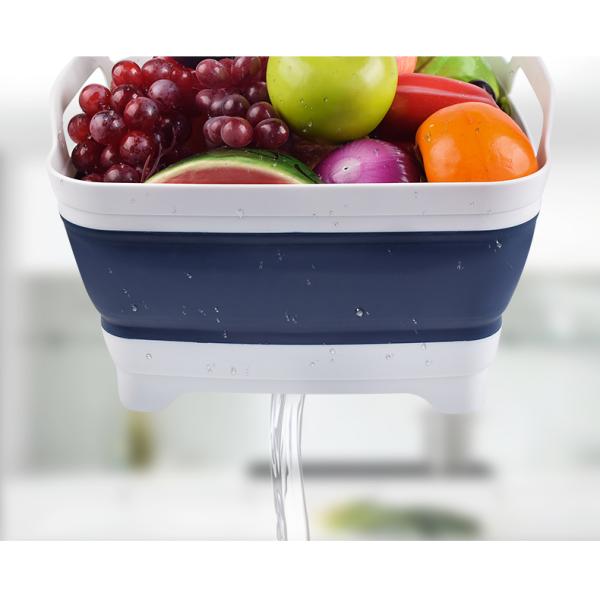 Свертываемая 9L Силиконовая черепица Корзина Силиконовые бытовые изделия Синий Белый