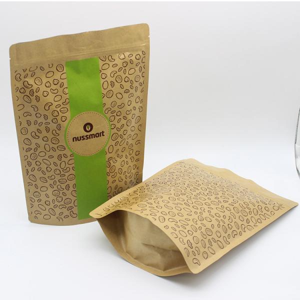 Resealable kraft paper zipper bags brown kraft paper bags paper pouch with custom logo