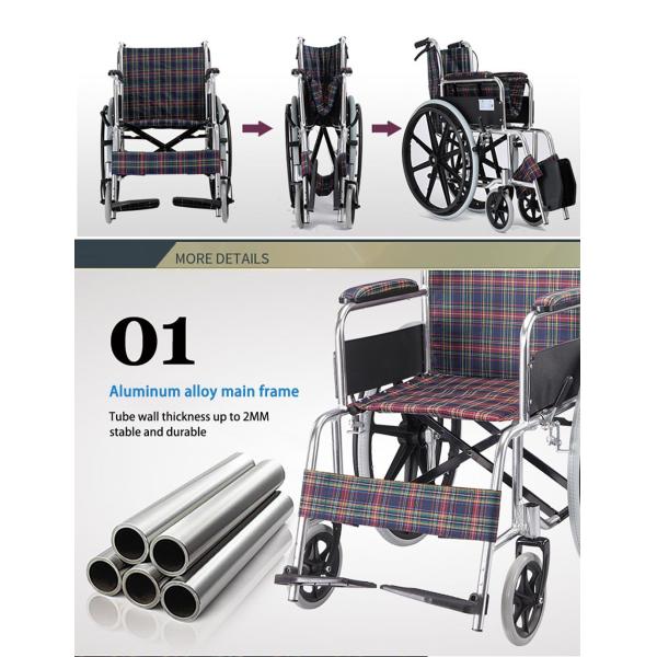 28*89*100cm fauteuil roulant pliable manuel en alliage d'aluminium fauteuil roulant léger sur mesure