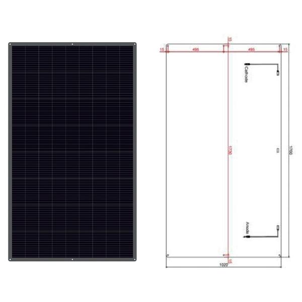 12V 100W Ultra Thin Semi Flexible Solar Panel with ETFE Coating and IP67 Rating Bendable Up To 30 Degrees