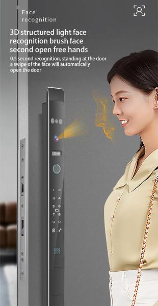 Glomarket Automatic 3d Face Smart Lock With Camera Security Biometric Fingerprint Sliding Door Tuya Smart Door Lock