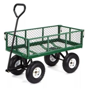Four-Wheel Mesh Platform Steel Dump Truck Trolley for Garden Tools 500LBS