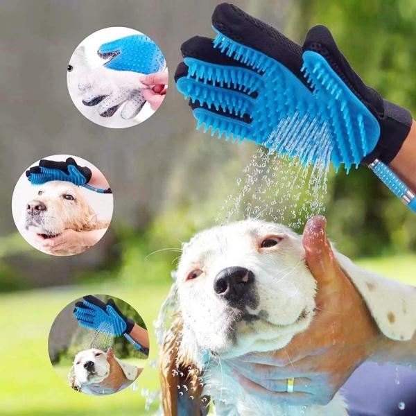 Cão que banha-se fazendo massagens o removedor do cabelo do animal de estimação da palma para a escova da preparação do banho de chuveiro dos cães do banho do cão