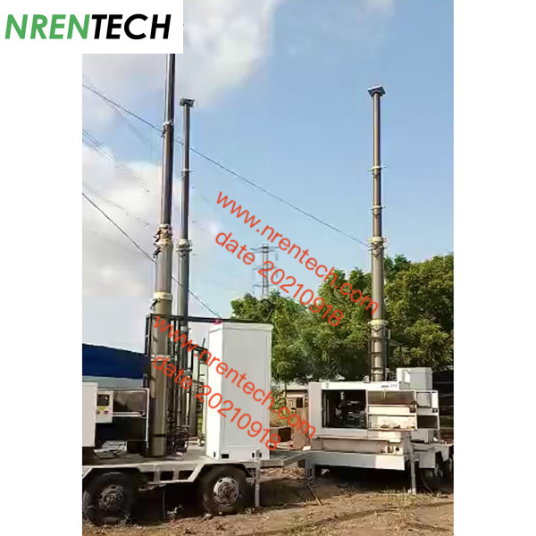 15m  telescoping mast 350kg payloads for integrated telecom tower trailer 3.3m closed height