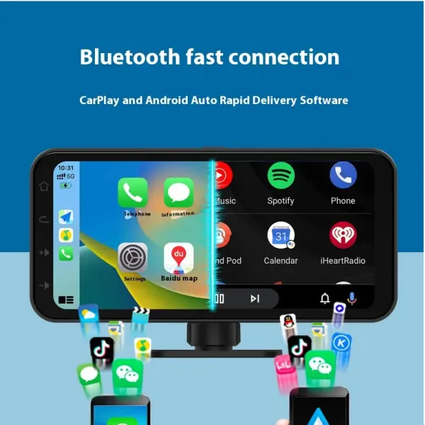 6.25 Inch Wireless Carplay Dashcam Bluetooth Connectivity High Definition Recording