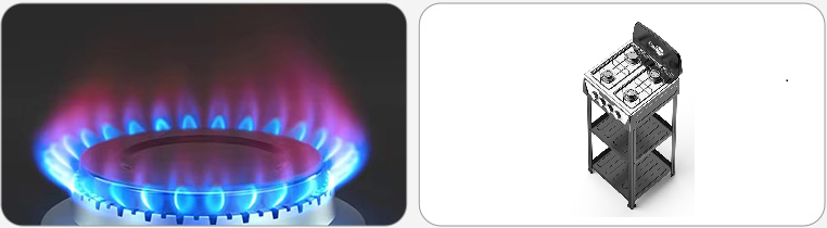 Electronic Ignition Commercial 4 Burner Gas Stove Plastic Coating Iron Knob Control For Manual Ignition