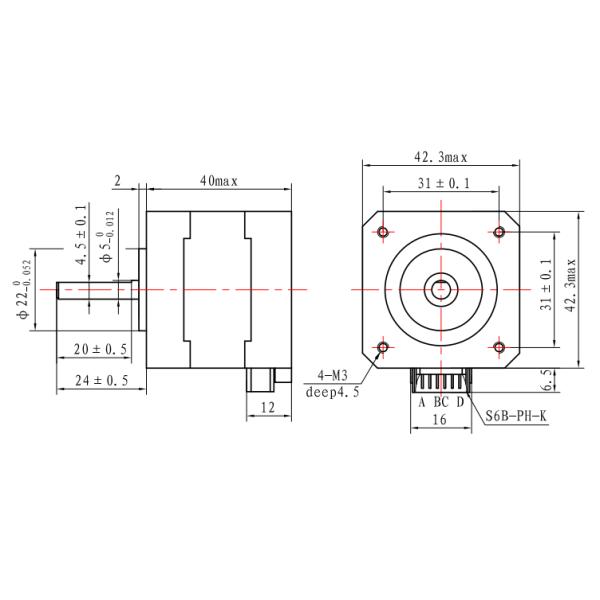 8V NEMA 17 Stepper Motor 0.8A 40mm 2 Phase 1.8 Degree For 3D Printer