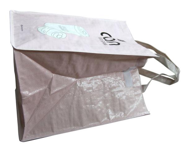 Promotional Recycle Printed 120g CAN Pink Shining PP Shopping Bag With White Velcro