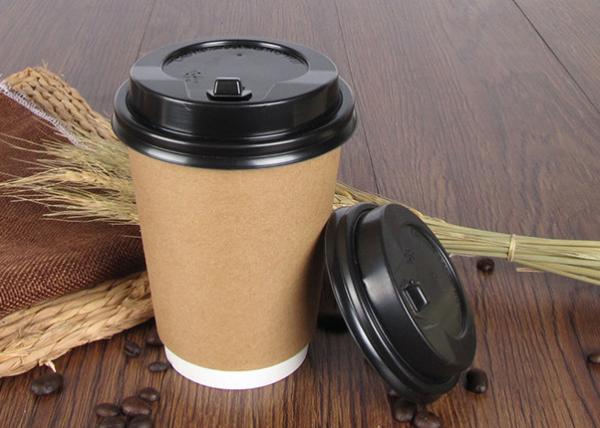Full Colour Print To Go Branded Paper Coffee Cups Biodegradable With Plastic Cover