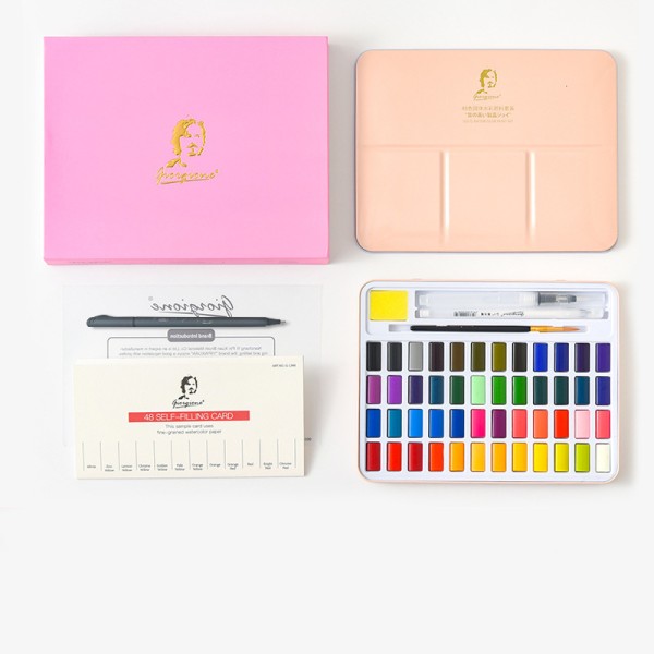 48 Colours Professional Brush Pen Artistic Solids Watercolor With Needle Pen Highlighter Pen